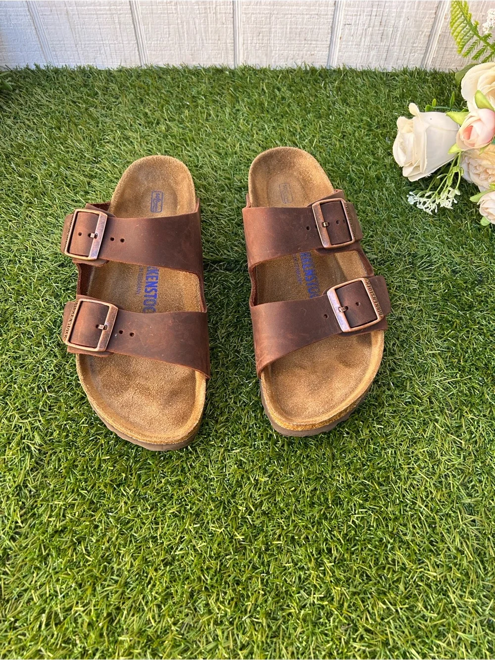 BIRKENSTOCK Arizona habana oiled leather 38 US 7-7.5 brown gently used/ unisex